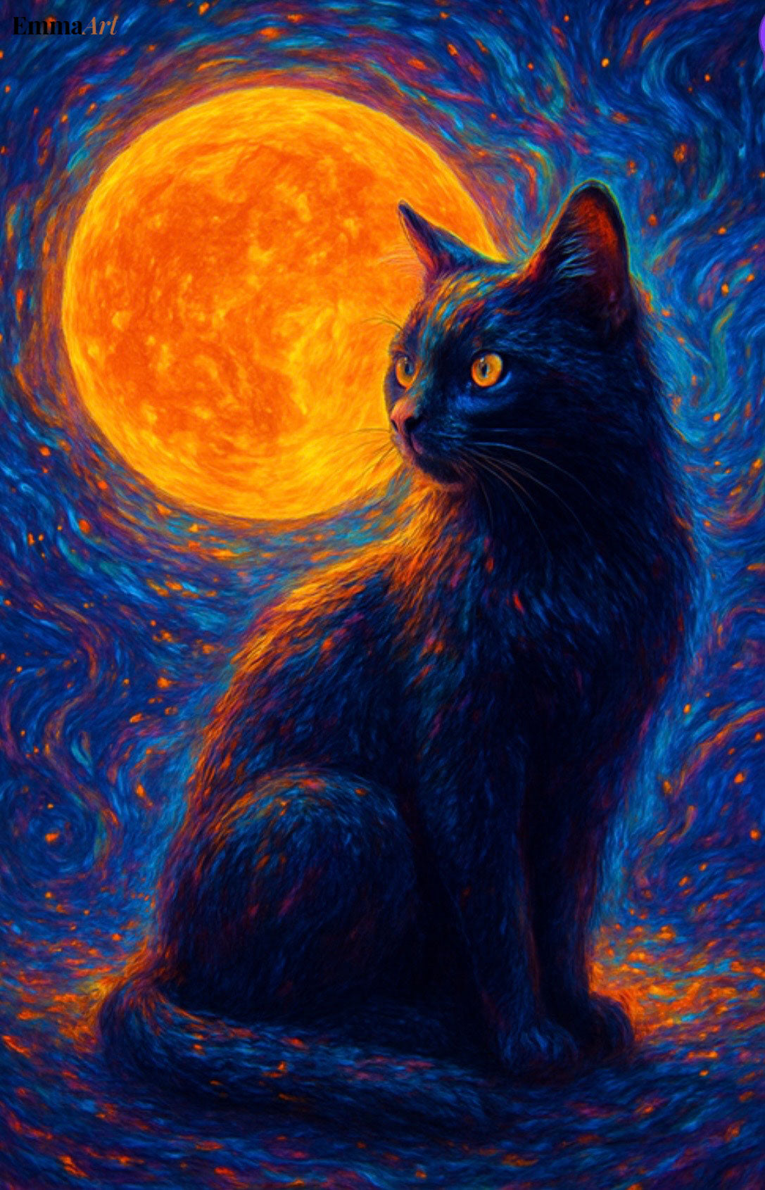 Black Cat Under Moon