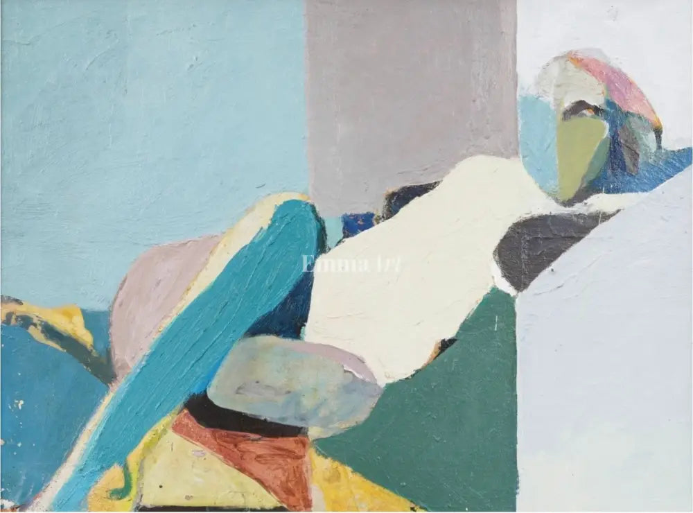 Serene Solitude – Mid-Century Modern Abstract Reclining Figure Art Print - Digital art prints